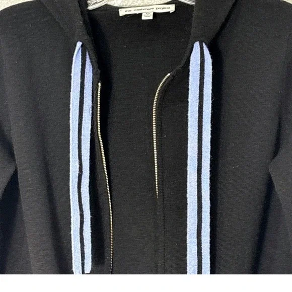 100% Cashmere Black Zip Hoodie Sweater XS Stars Nautical Coastal Preppy Capsule - Picture 2 of 9